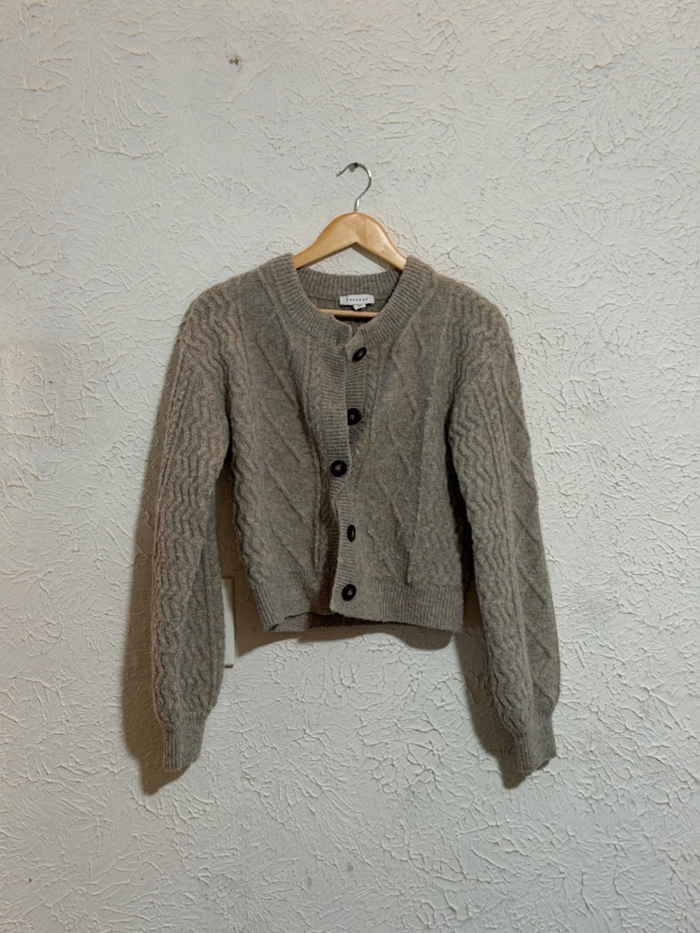 Topshop Women’s Gray Cable Knit Button Front Cardigan Sweater US 4–6